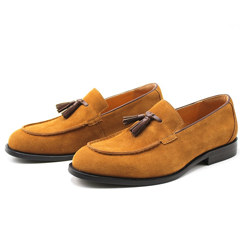 Men's casual leather shoes with fringe loafers with slip-on feet frosted business loafers for men
