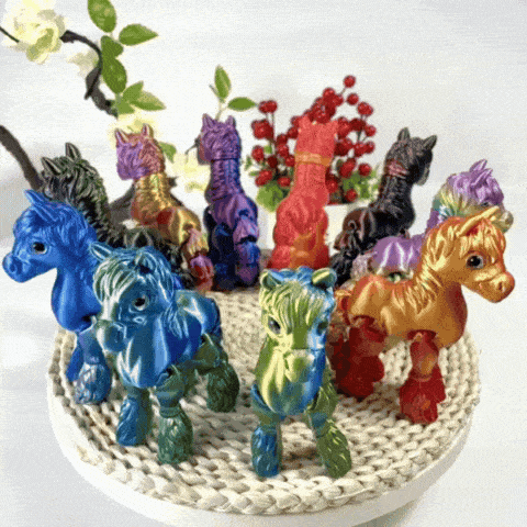 3D Printed Horse Statue with Moving Joints, Realistic Horse Figure with Expressive Eyes & Fluffy Mane, Outdoor Chinese New Year Decoration, Gift for H
